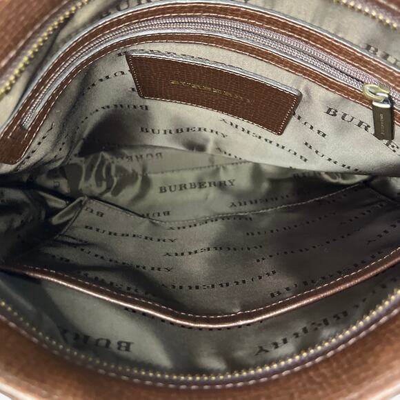 Burberry Brown Embossed Leather Crossbody Adjustable Strap Heritage Style - Picture 8 of 15